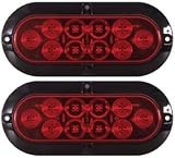 (2) 6" Red Oval Sealed LED STT Stop Turn Tail Lights
