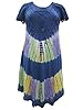 Navy Blue Tie Dye Caftan Top Rayon Embroidered Tunic Dress