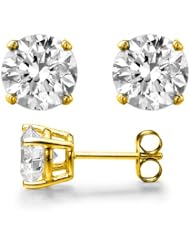 1.50 Ct. Round Cut Diamond Stud Earrings by McQueen Jewelry (K, I2) Push Back