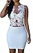 HUUSA Sexy Womens Floral Lace Sleeveless Bodice Mini Club Dress Medium White