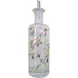 Olive Decorated Glass Olive Oil Bottle Pourer, hold 16 oz
