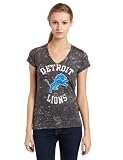 NFL Women's Detroit Lions Pride Playing II Short Sleeve Deep V-Neck Haze Tee (Charcoal Haze, Small)