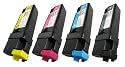 4 toner compatible cartridges High Capacity for printers Dell 1320, 1320C, 1320 C, 1320CN, 1320 CN colour printers best replacement for 593-10258, 593-10259, 593-10261, 593-10260, 593-10262, 593-10263, 593-10265, 593-10264, Black, Cyan, Magenta, Yellow