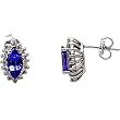 14K White Gold Tanzanite and Diamond Earrings