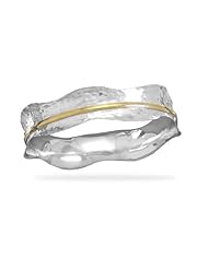 Two Tone Hammered Bangle Bracelet