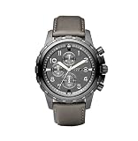 Fossil Mens FS4544 Grey Leather Strap Grey Analog Dial Chronograph Watch