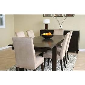 8PCS Contemporary Parson Chair Dining Table Set and Buffet Cabinet by visiondecor Furniture