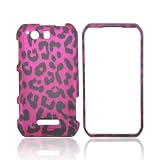 Motorola Photon Q 4g LTE Rubberized Hard Plastic Snap On Shell Case Cover - Hot Pink/ Black Leopard
