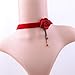 Charm.L Grace Red Flower Lace Gothic Lolita Beads Pendant Choker Necklace