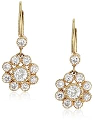 Sethi Couture White Diamond Rose Gold Cluster Drop Earrings