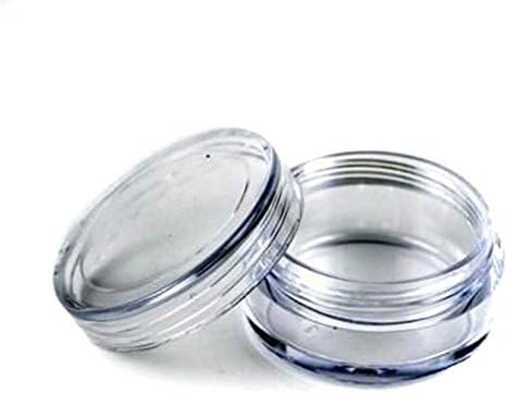 Ushoppingcart Clear Empty 5 Gram 5ML 1 1/4" inch X Height: 3/4 inch Size Empty Clear Plastic Cosmetic Containers tiny bottle /Nail bottles /Powder Container/ Eye shadow Container Lot/Eye Shadow Holder/Cosmetic Containers Pot Jars