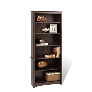 6 Tier Bookcase Contemporary Style in Espresso Finish by Prepac