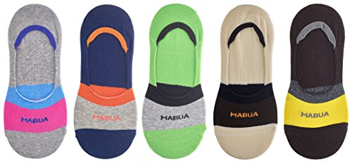Bamboo No Show Anti Slip Socks, 5 Striped Pairs (One Size (5-8), Striped Assorted 1)