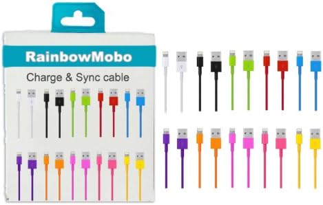 RainbowMOBO (TM) 10 Color 8-pin to USB 2.0 Charging + Sync Adapter for iPhone 5 / 5S / 5C / iPad 4 & mini & iPod Touch 7th (Multi Colors))