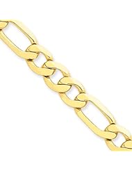 8.75mm, 14 Karat Yellow Gold, Open Concave Figaro Chain - 22 inch