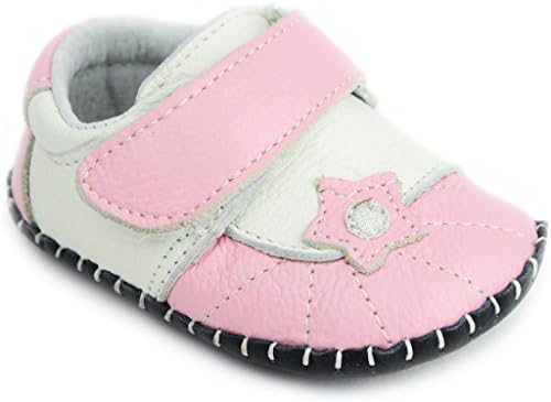 Kids Child Baby Girls Genuine Leather Non-slip Slip-on Sneakers Shoes, White Pink sz17
