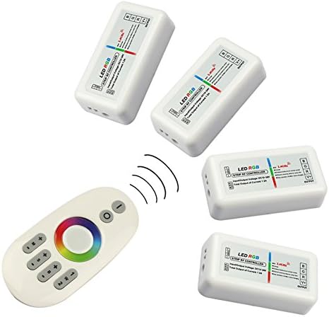 Goeswell 1pcs Remote+4x RGB Controller, 2.4G 4-Zone Wireless RF RGB Controller Dimmer Touch Remote for RGB LED Strip