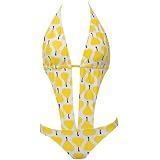 Plunge Monokini Yellow Pear Print