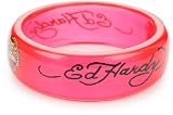 Ed Hardy Love Kills Slowly Tattoo Plastic Red Bangle With Logo, 10.5 