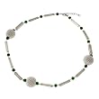 Silver White Crochet Beaded Collar Necklace with Pipe Beads