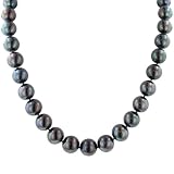 Black 12-13mm Freshwater Cultured Pearl Necklace w/ Sterling Silver Clasp, 18