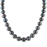 Black Freshwater Cultured Pearl Necklace with Sterling Silver Clasp (12-13mm), 18