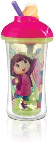 Munchkin Dora The Explorer Click Lock Insulated Straw Cup, 9 Ounce (Pack of 2)