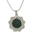 Circle Pendant Necklace Stainless Steel Black Carbon Fiber Polished Finish by Bucasi