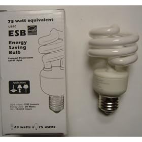 Energy Saving Bulb- Compact Fluorescent Spiral Light 20 Watt