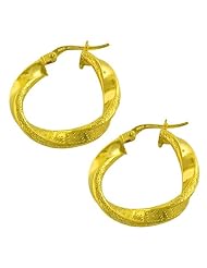 14 Karat Yellow Gold Greek Design Twist Hoop Earrings