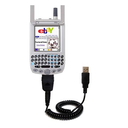 Coiled USB Cable for the Palm palm Treo 300 with Power Hot Sync and Charge capabilities - uses Gomadic TipExchange Technology