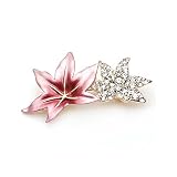 Double Leaves Crystal Diamante Brooch Pin