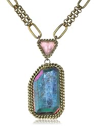 Annie Hammer Jewelry Titanium Coated Labradorite and Pink Tourmaline Necklace, 15"