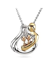 Family Embrace Tri-Color Necklace, 2 Children