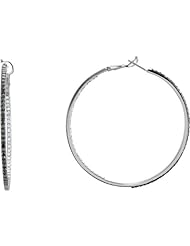 14K White Gold Black and White Diamond Hoop Earrings with Black Rhodium Plating
