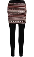 ililily Nordic Snowflakes Soft-touch Knit Blend Skirt W/ Stretch Leggings Pants