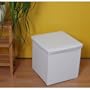 Sitzhocker M9665 Sitzw�rfel Aufbewahrungsbox Hocker, 40x40x40 cm ~ wei�, Leder