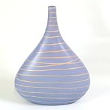 Handmade Lavender Ceramic Bulb Style Flower Vase With Dramatic Line Accents