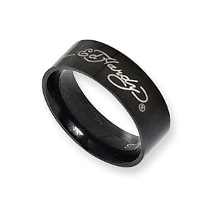 Ed Hardy Signature Ring in Black-plated Stainless Steel