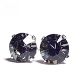 Men's 925 Sterling Silver Stud Earrings set with Black Diamond (charcoal grey) Swarovski Crystal Stones. Gift Box. Beautiful jewellery for very special people.