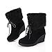 Show Shine Women's High Quality Nubuck and Faux Cony Hair Fold Over Wedge Platform Snow Boots