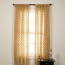 Set of 2 Diamond Damask Flocked Sheer Window Panel, 120 in set, Champagne