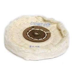 MUSLIN BUFF FINEX WITH LEATHER CENTER 3" DIAMETER X 35 PLY COMBED 3 ROWS OF S...