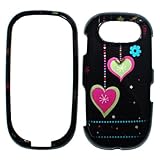 Green Star Blue Flower Pink Heart Ornament Design Black Snap on Hard Cover Protector Faceplate Cell Phone Case for ATandT Pantech Ease P2020 + Premium LCD Screen Guard Film