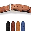 HIRSCH Classico M, echt Strauß, 70 goldbraun, 22 mm, Stahlschließe