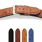 HIRSCH Classico M, Genuine Ostrich, 70 Gold Brown, 19 mm, Gold Buckle