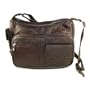 Genuine Leather Handbag with Cell Phone Holder & Many Pockets (Dark Brown)