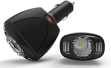 ion USB Car Charger Compact Fast Charging (90W Total, 2.4A) 2 Port / Dual Port with 60W By-Pass CLA Socket for Samsung Galaxy S3, S4, S5, Note, Note2, Note3, Note8, Note10, Note Pro, Tab, Tab2, Tab3, Tab S, LG, HTC, Google Nexus, Motorola DROID Series, Moto G, Moto X (Matte Black with Glossy Black Tone)