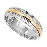 14K Men's 2-Tone/Milgrain Wedding Band