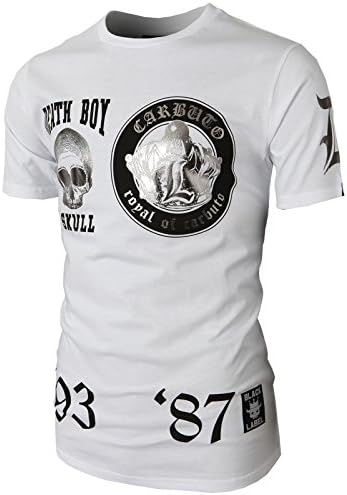 R2P Men's Skull Face Printing Short-Sleeve T-Shirts WHITE US M/Asia L (KMTTS0365)